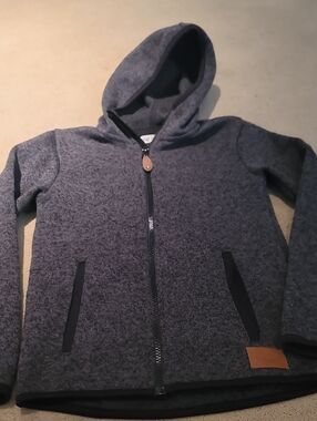H&M Dark Gray Hooded Zip Jacket with Black Trim
